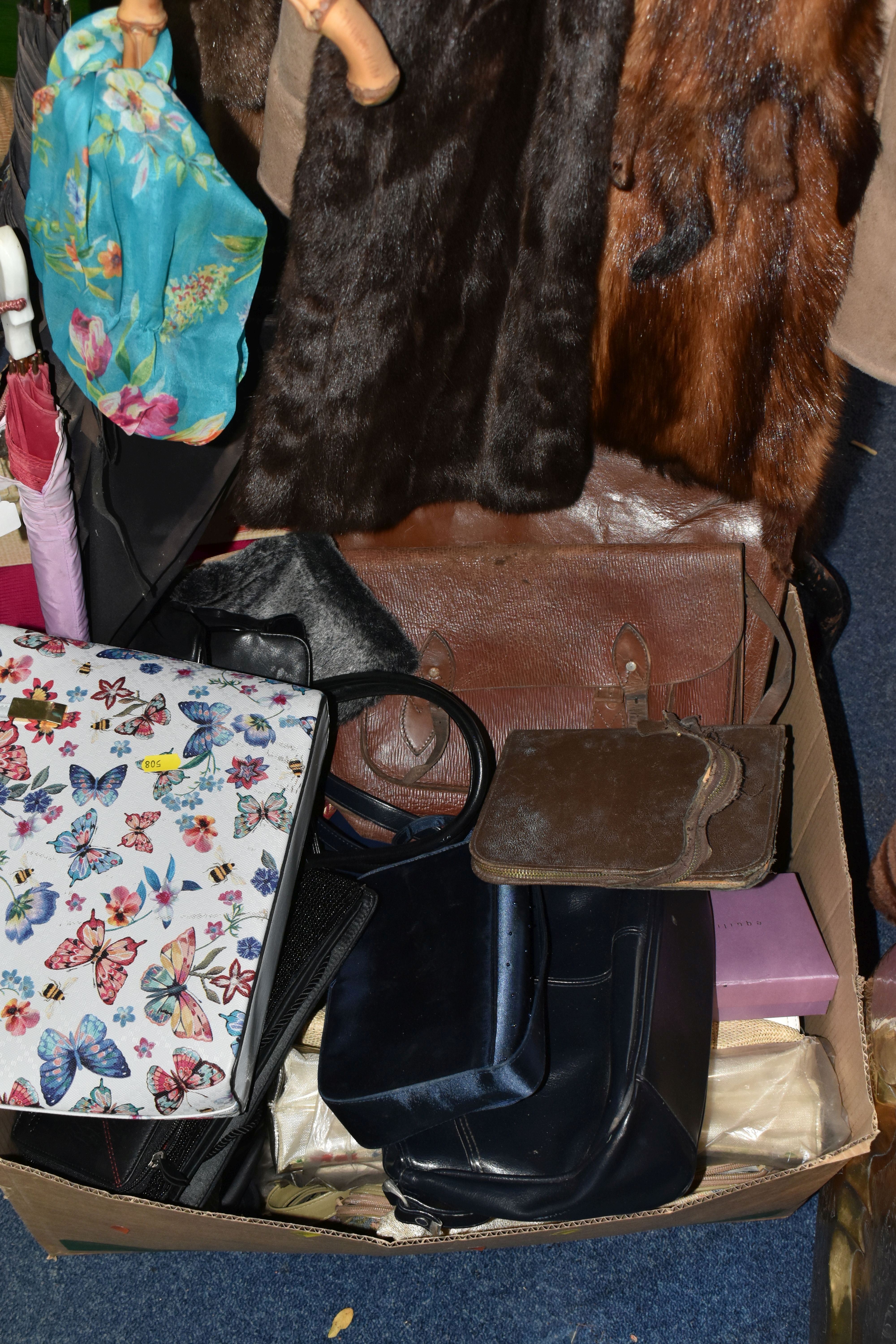 SIX BOXES OF LADIES' CLOTHING, SHOES, ACCESSORIES AND LOOSE FUR COATS, to include two gentlemen's - Image 2 of 15