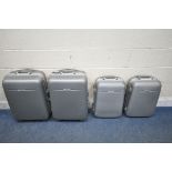 FOUR DELUXURY SILVER HARDSHELL SUITCASES (condition report: general signs of usage) (4)