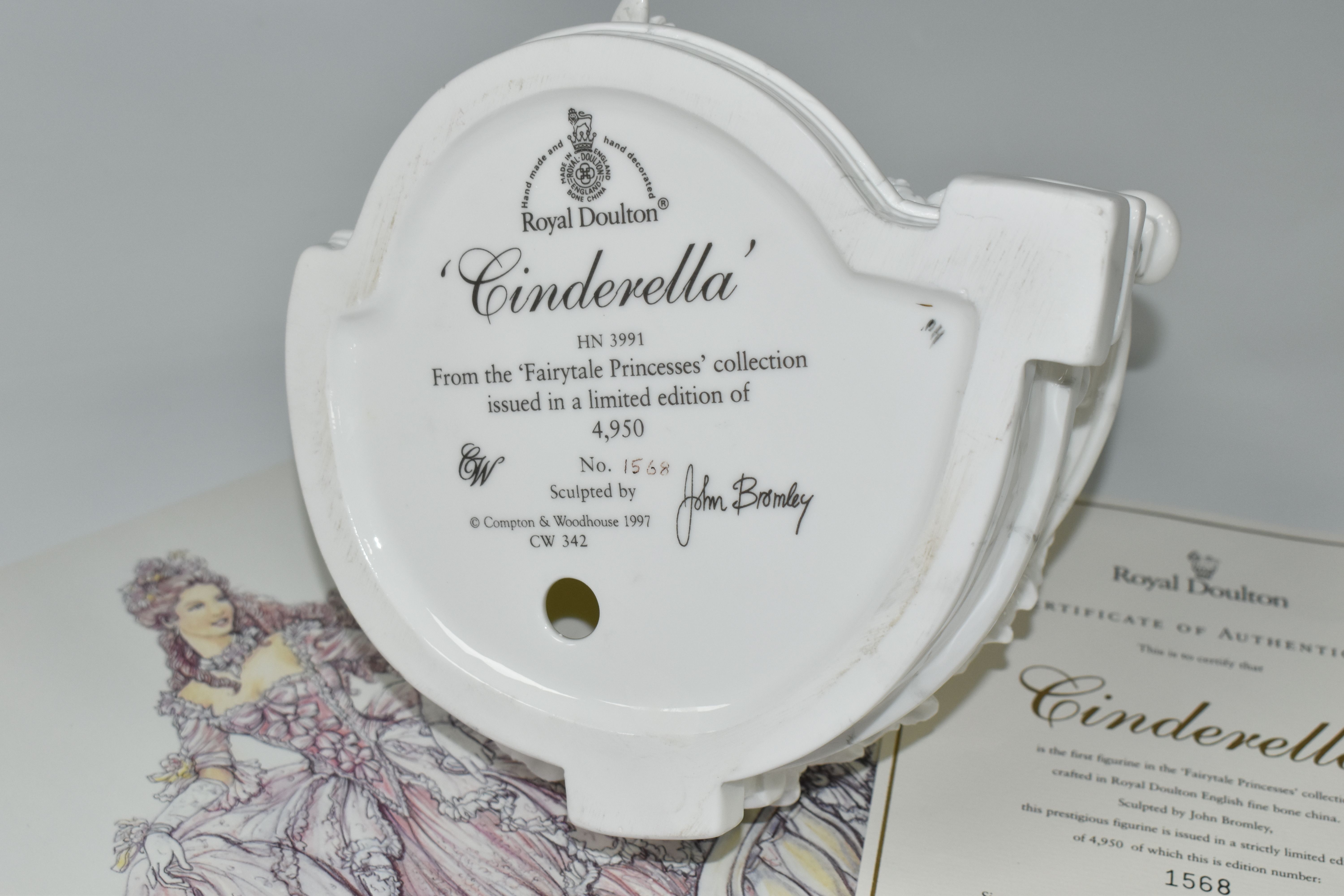 A ROYAL DOULTON LIMITED EDITION 'CINDERELLA' FIGURINE, HN3991, from the 'Fairytale Princesses' - Image 5 of 5