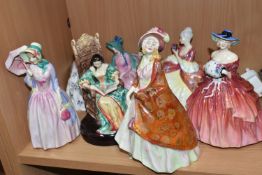 A GROUP OF ROYAL DOULTON FIGURES, comprising 'The Leisure Hour' HN2055, 'Genevieve' HN1962, 'The