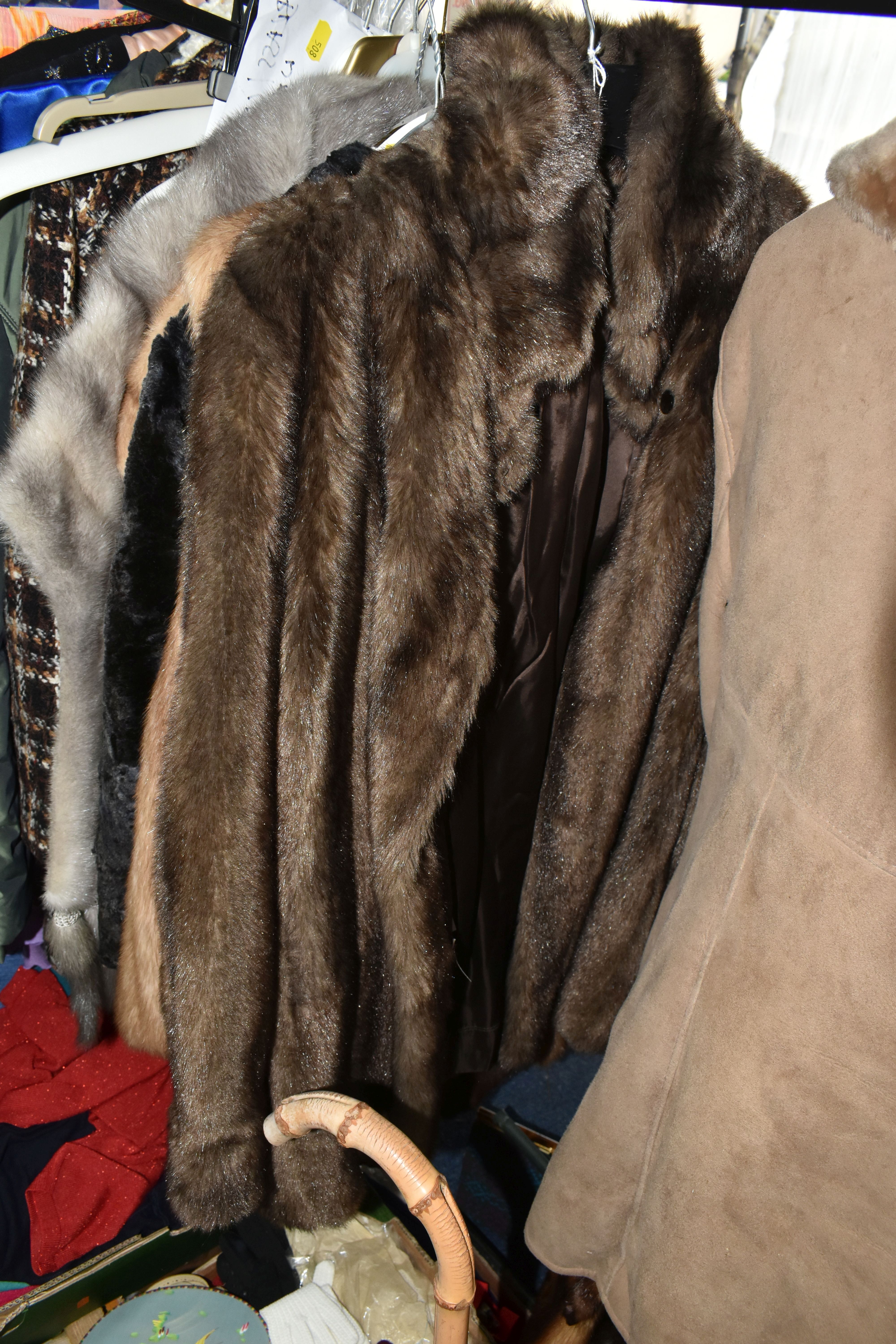 SIX BOXES OF LADIES' CLOTHING, SHOES, ACCESSORIES AND LOOSE FUR COATS, to include two gentlemen's - Image 10 of 15