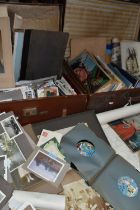 THREE OLD CASES CONTAINING A COLLECTION OF MAGAZINES, LETTERS, POSTCARDS, FIVE 1950'S ORDNANCE