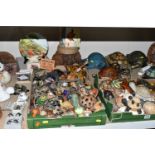 TWO BOXES AND LOOSE TORTOISE AND TURTLE ORNAMENTS, ETC, large collection to include several tortoise