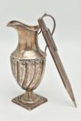 A SILVER PROPELLING 'YARD O LED' PENCIL AND A JUG, plain polished pencil with engraved initials '