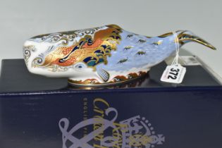 A BOXED ROYAL CROWN DERBY 'OCEANIC WHALE' PAPERWEIGHT, exclusive to The Royal Crown Derby Collectors