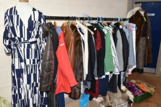 A LARGE QUANTITY OF LADIES' DESIGNER CLOTHING AND SIMILAR, to include dresses, fur coats, jackets,
