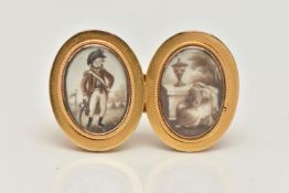 AN EARLY 19TH CENTURY YELLOW METAL MOURNING BROOCH CONVERSION, yellow metal brooch, once believed to