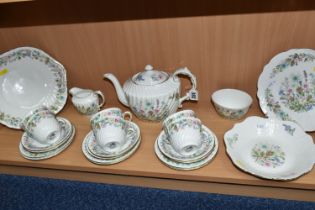 A TWENTY FOUR PIECE AYNSLEY WILD TUDOR TEA SET, comprising a teapot, a cream jug, a sugar bowl, a