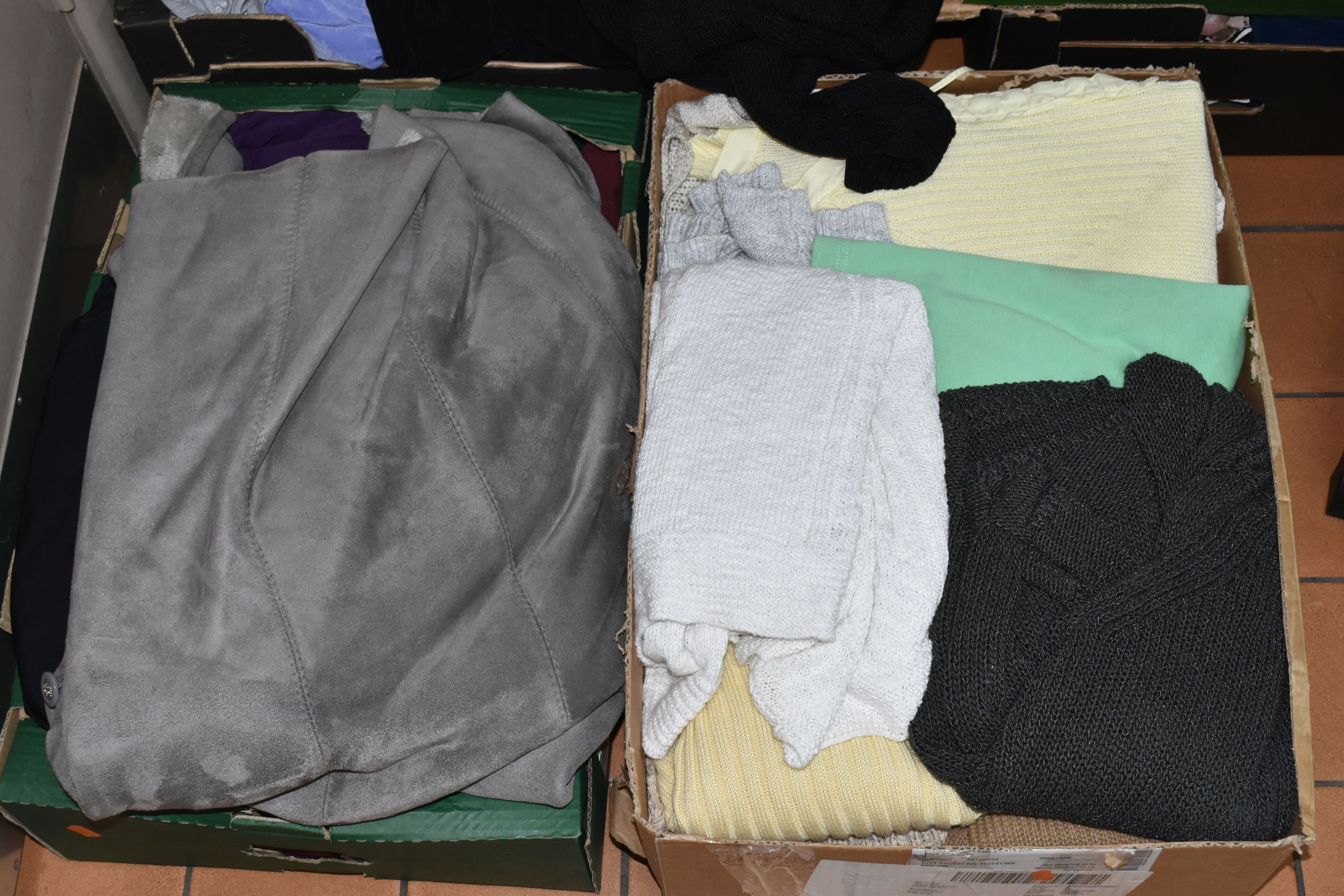ELEVEN BOXES AND TWO SUITCASES OF LADIES' CLOTHING, to include dresses, skirts, sweaters, - Image 2 of 9