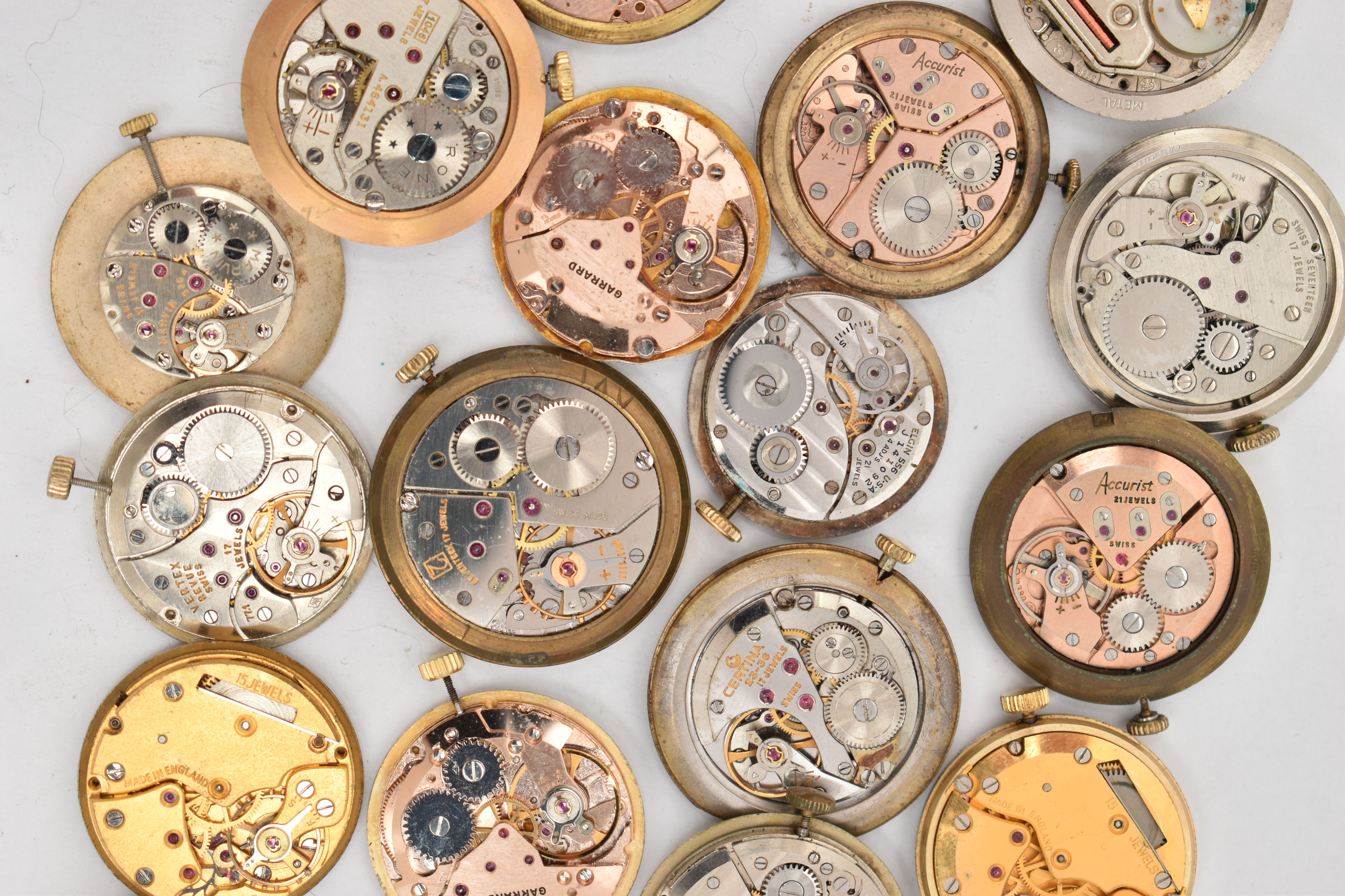 A BOX OF GENTS WATCH MOVEMENTS, various shapes, names to include 'Astral, Smiths, Garrard, J.W. - Image 7 of 8