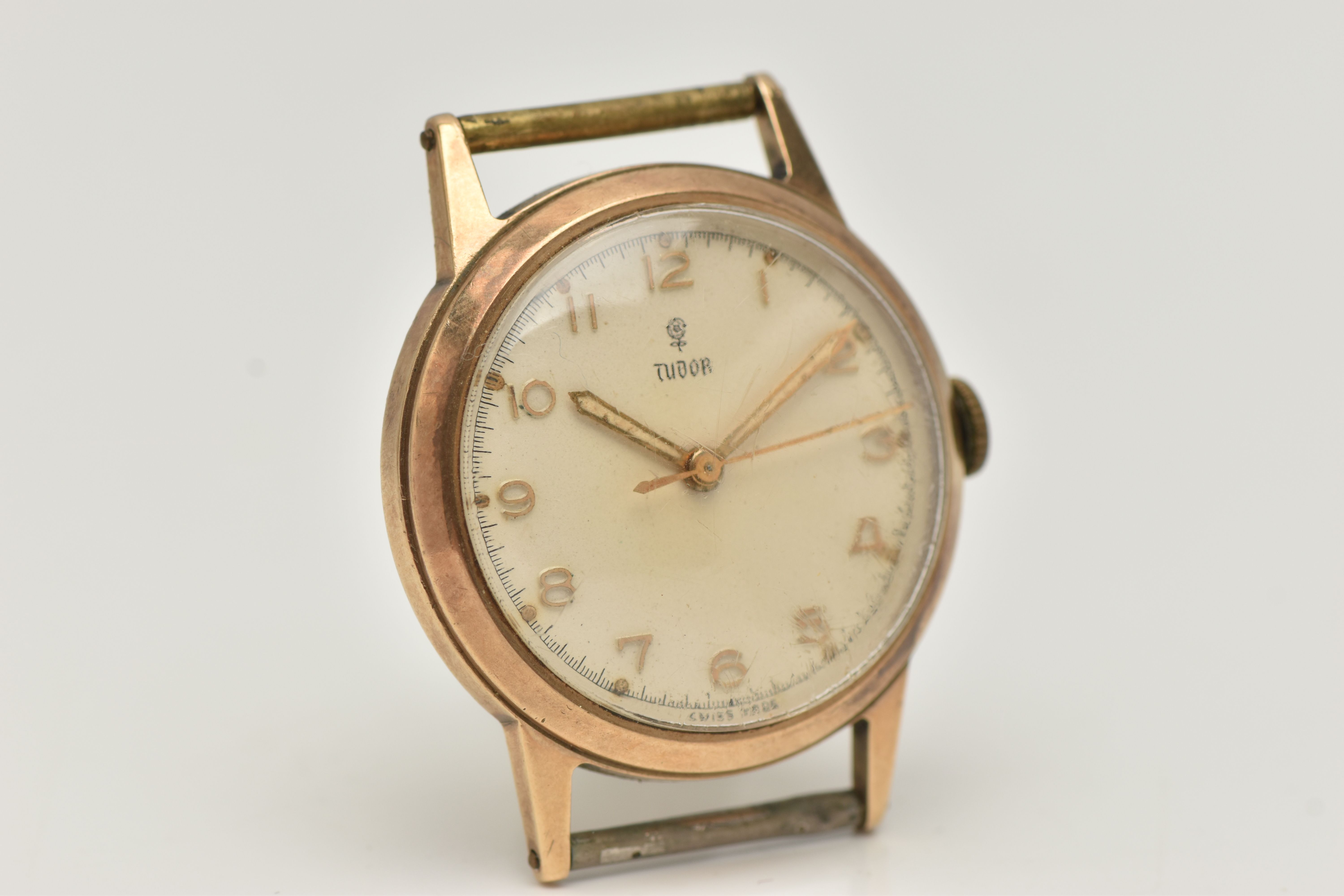 A GENTS 9CT GOLD 'TUDOR' WATCH, manual wind, round cream dial signed 'Tudor', Arabic numerals, - Image 2 of 5