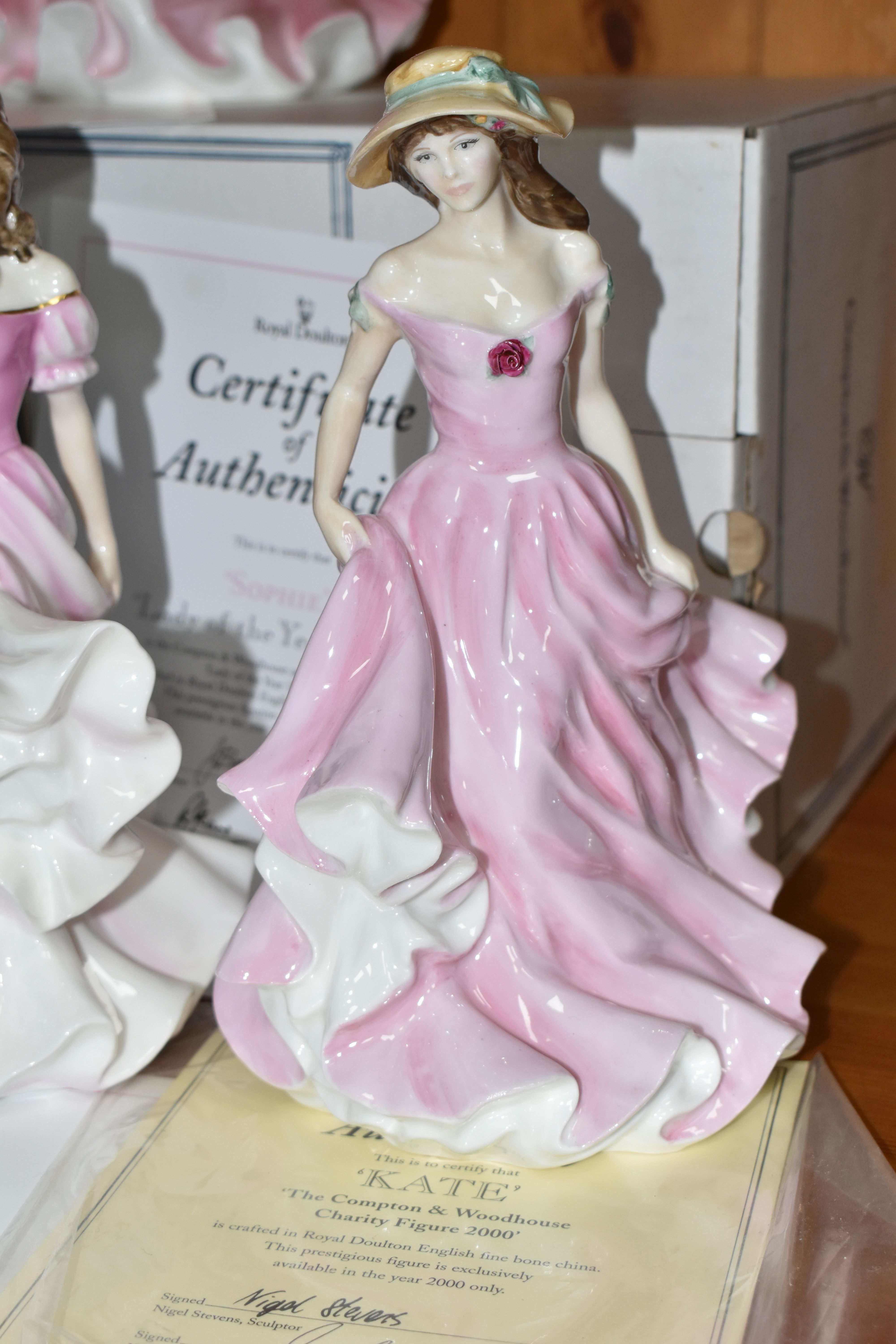 A GROUP OF FIVE ROYAL DOULTON FIGURINES, comprising two 'Sophie' Lady of the Year 1998 figures - Image 6 of 7