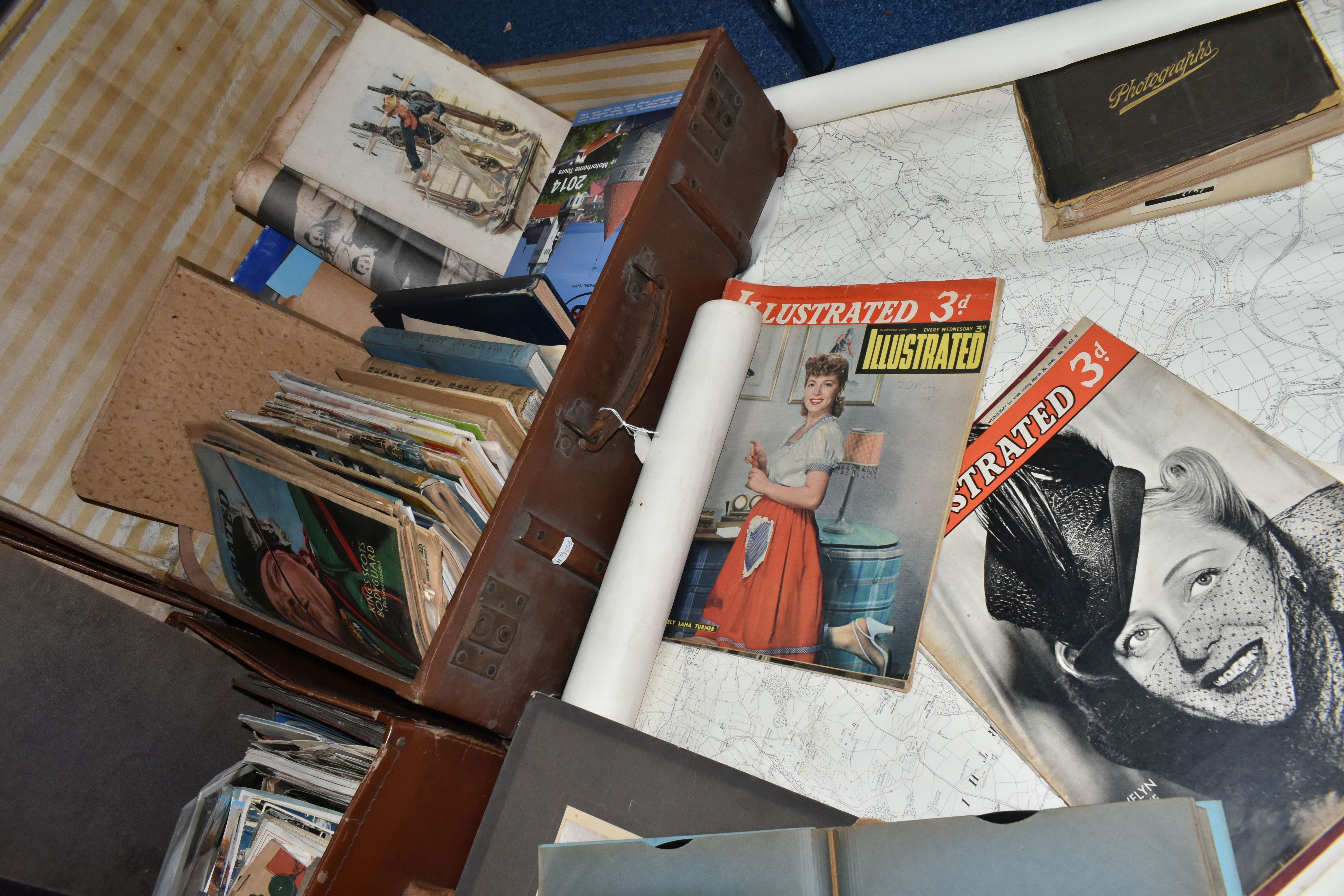 THREE OLD CASES CONTAINING A COLLECTION OF MAGAZINES, LETTERS, POSTCARDS, FIVE 1950'S ORDNANCE - Image 4 of 9