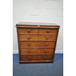 A 19TH CENTURY MAHOGANY CHEST OF TWO SHORT OVER FOUR LONG DRAWERS, width 123cm x depth 59cm x height