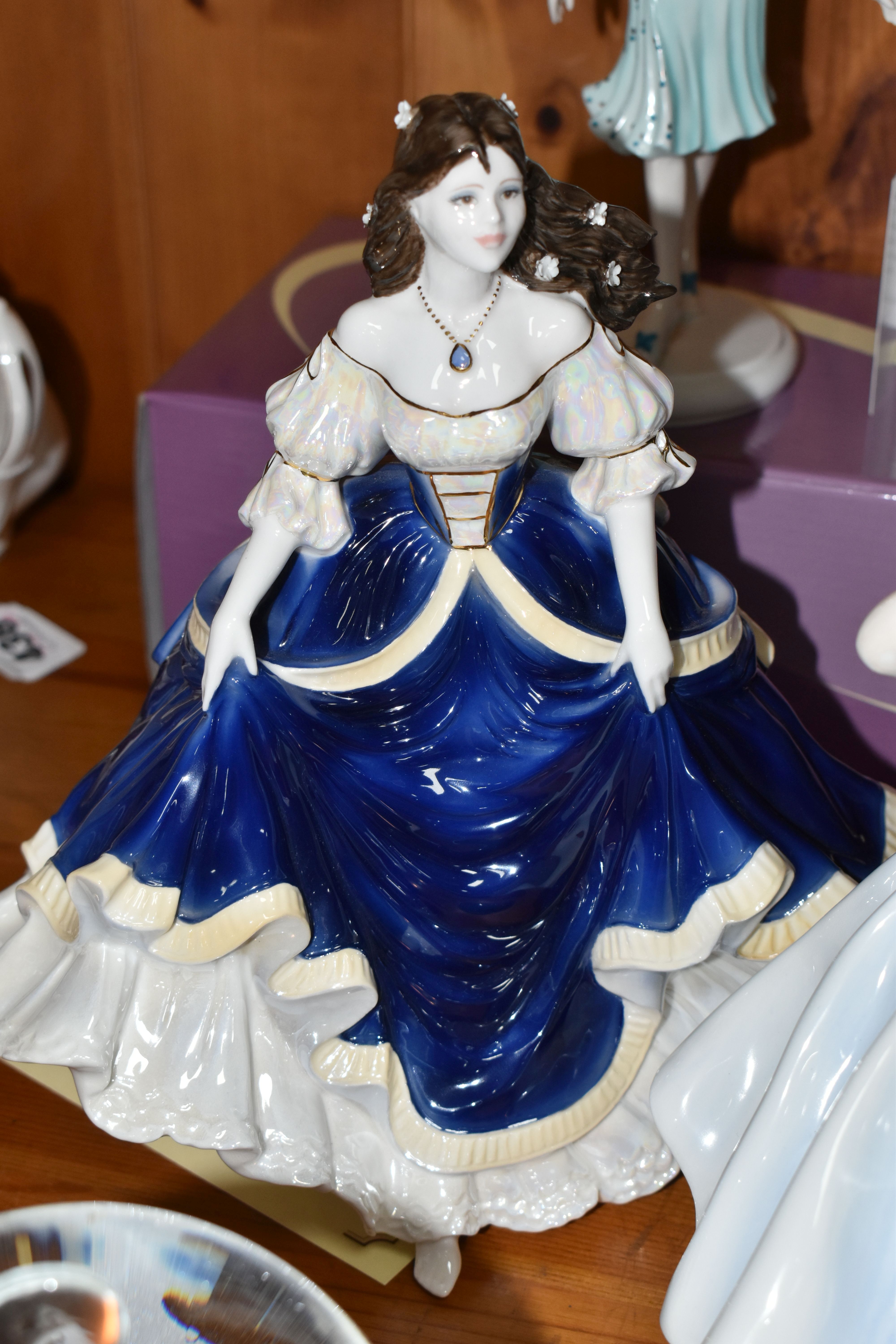 A GROUP OF COALPORT FIGURINES AND TWO SNOW GLOBES, comprising a limited edition 'Ladies of - Image 7 of 8