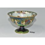 A WEDGWOOD FAIRYLAND LUSTRE FOOTED BOWL, decorated with a mother of pearl lustre with fairies in