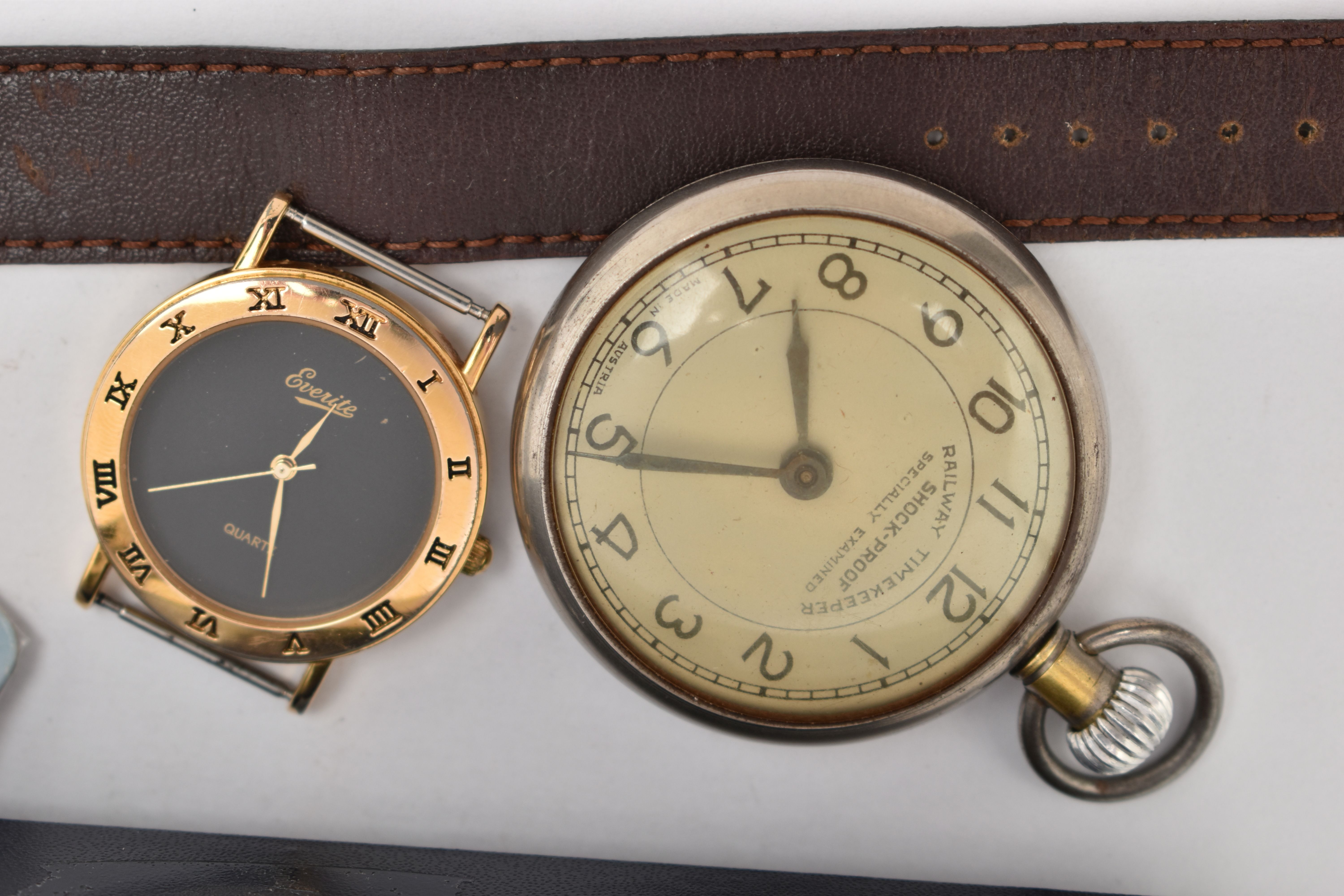 A SMALL BOX OF WRISTWATCHES AND A POCKET WATCH, five gents wristwatches to include an Automatic ' - Image 2 of 3