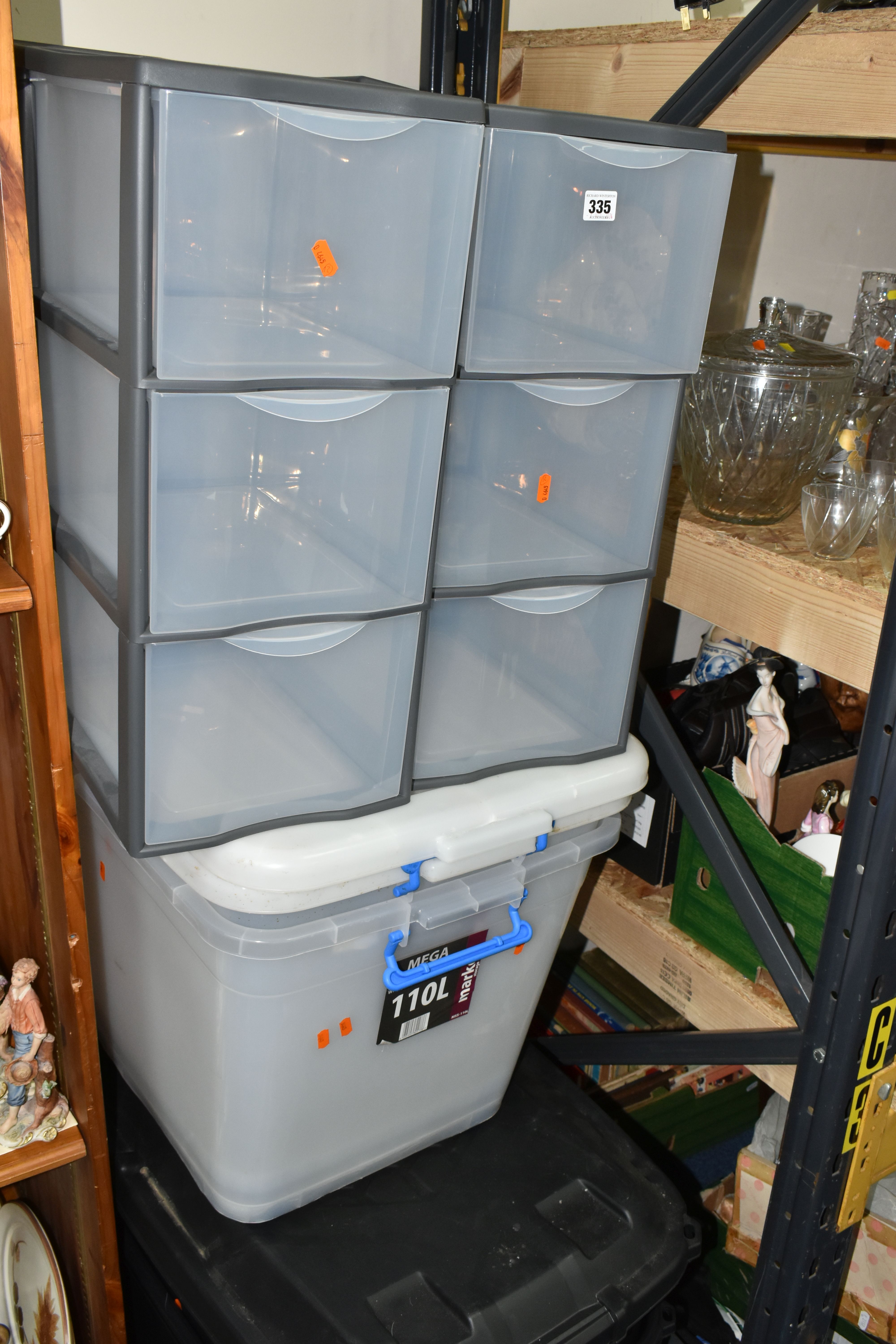 A GROUP OF PLASTIC STORAGE BOXES, comprising two heavy duty trunks 145L, two 'Mega 110L storage - Image 2 of 2