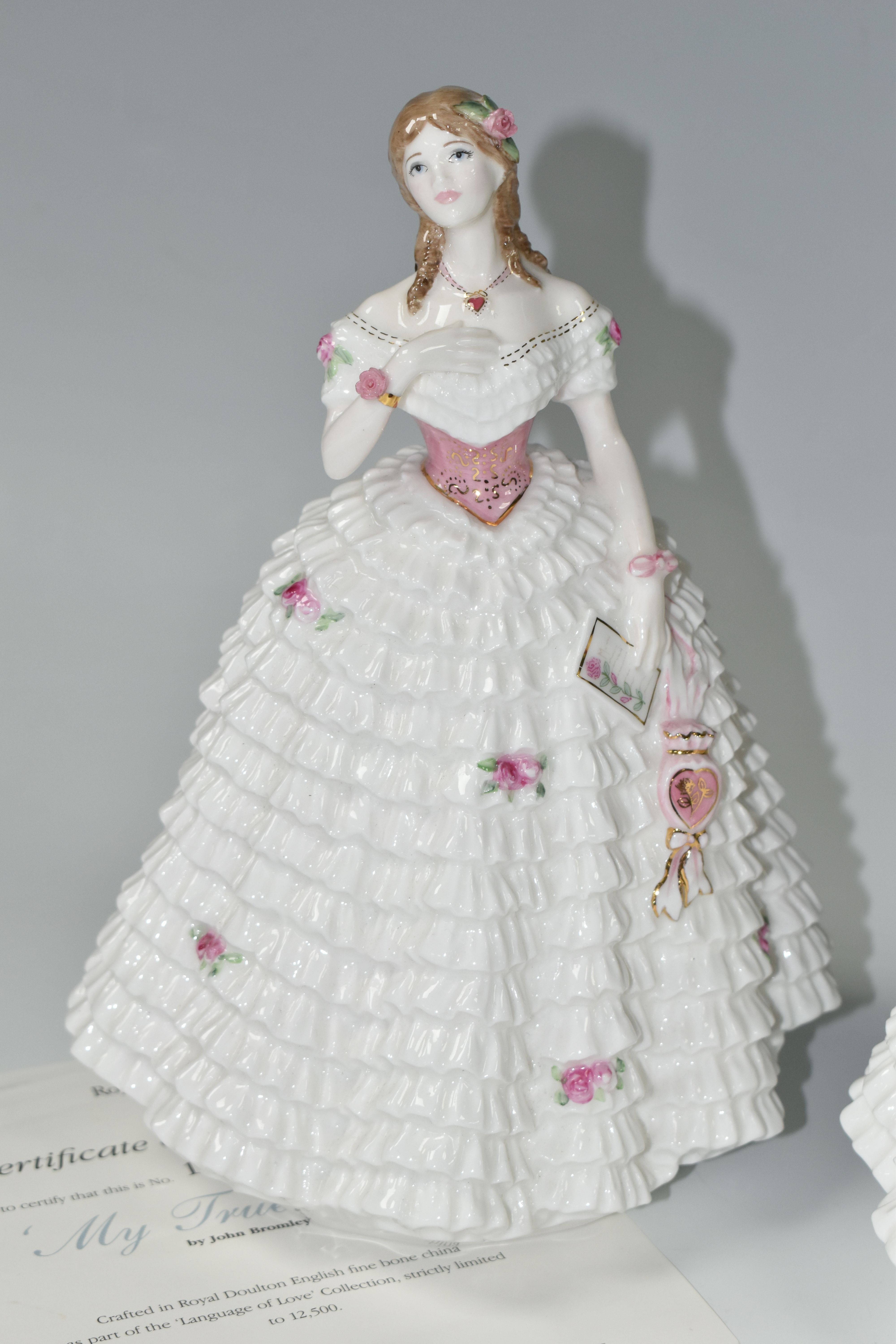 TWO ROYAL DOULTON LIMITED EDITION 'MY TRUE LOVE' FIGURINES, HN4001, for Compton & Woodhouse, with - Image 3 of 4