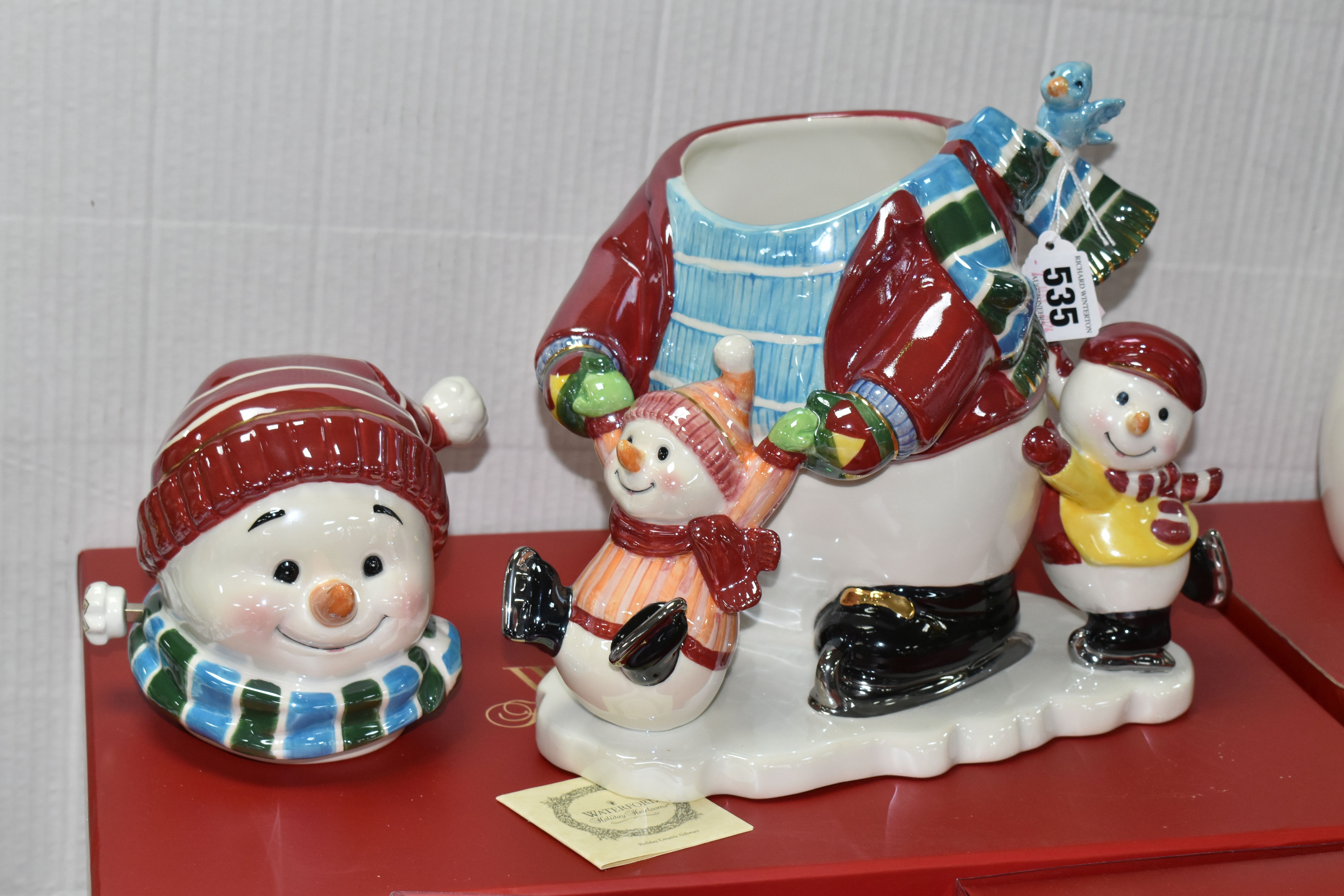 WATERFORD HOLIDAY HEIRLOOMS SCULPTURES AND MARQUIS CHRISTMAS TREE ORNAMENTS, comprising a Snowy - Image 6 of 8