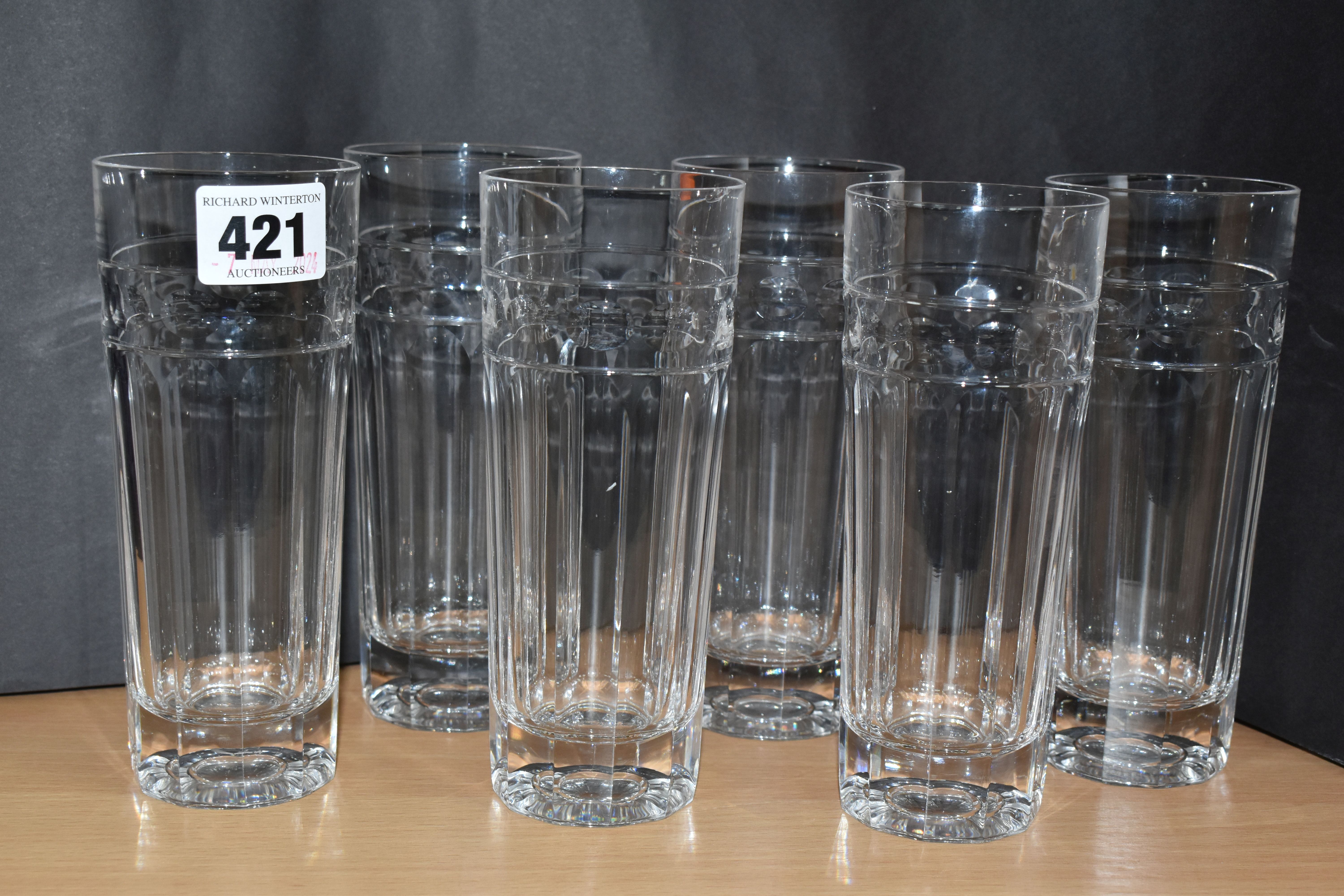 A SET OF SIX CUMBRIA CRYSTAL 'HELVELLYN' PATTERN LARGE HIGHBALL TUMBLERS, comprising a set of six - Image 4 of 7
