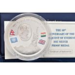 A CASED WESTMINSTER THE 50th ANNIVERSARY 'THE CONQUEST OF EVEREST', 5oz Silver Proof medal, .925