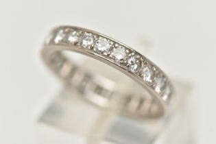 A DIAMOND FULL SET ETERNITY BAND RING, twenty four round brilliant cut diamonds, grain set in