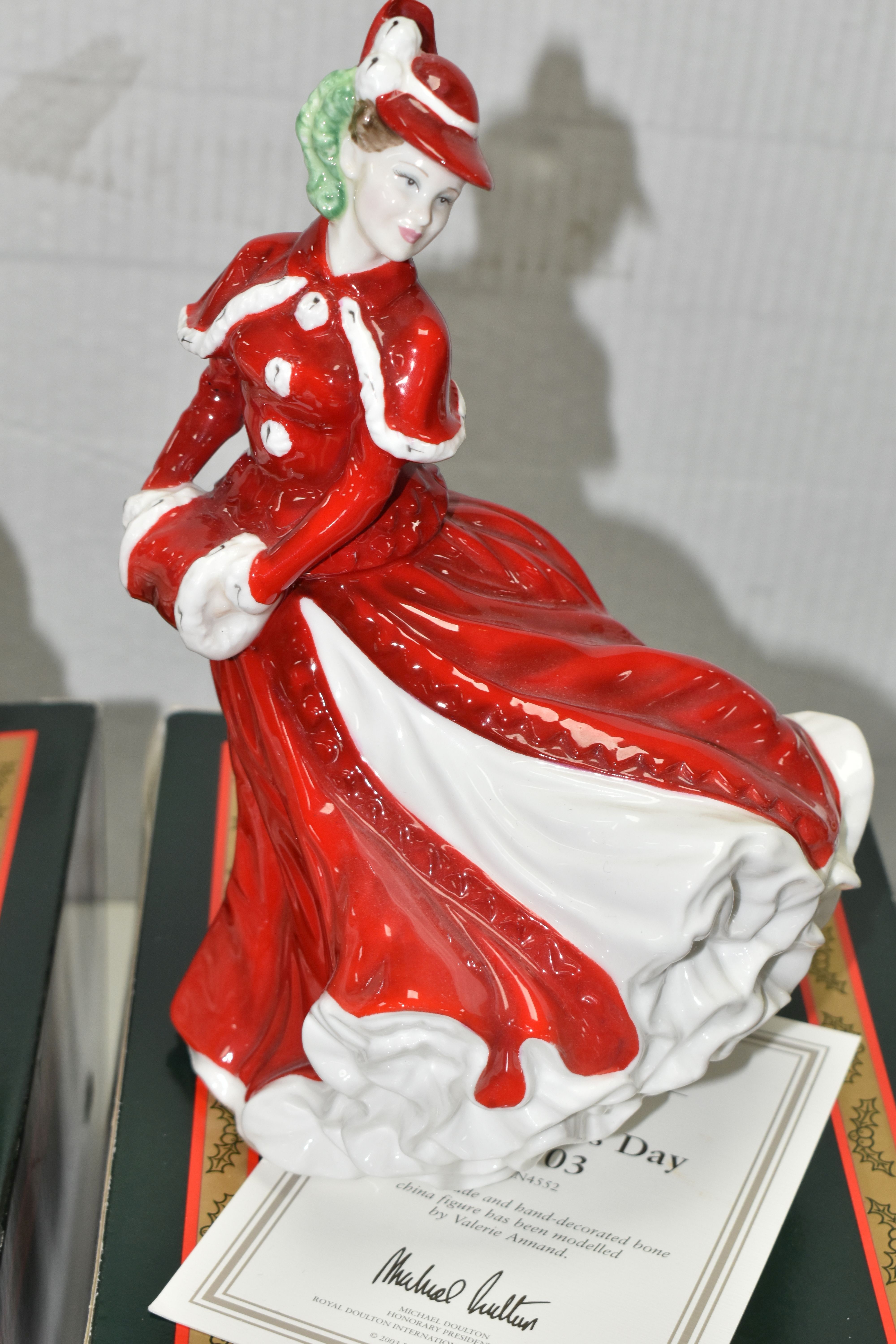 FOUR BOXED ROYAL DOULTON CHRISTMAS DAY FIGURINES, comprising Christmas Day 2001 HN4315, 2003 HN4552, - Image 6 of 6