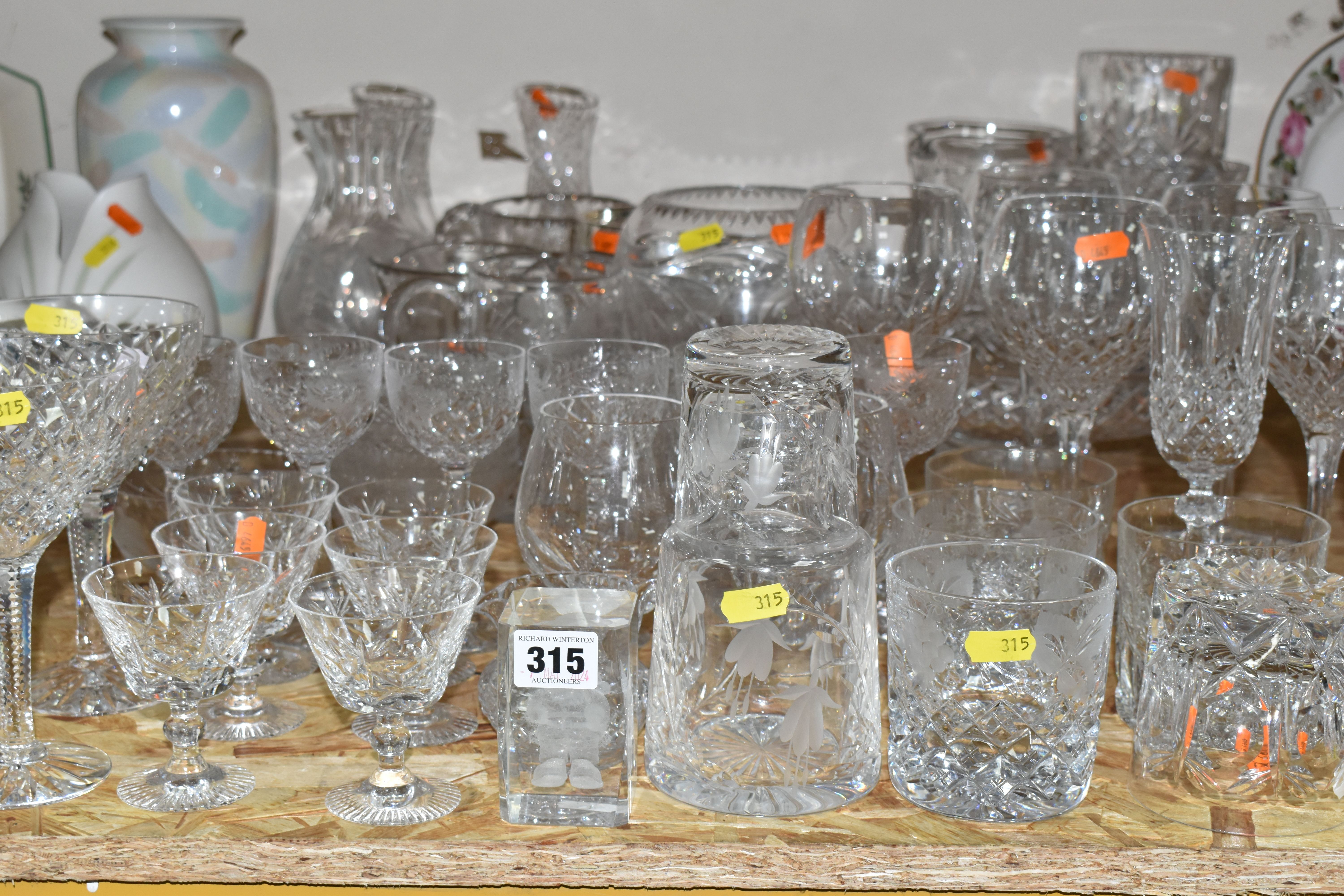 A QUANTITY OF CUT CRYSTAL AND GLASSWARE, maker's names include Royal Brierly, Stuart Crystal,