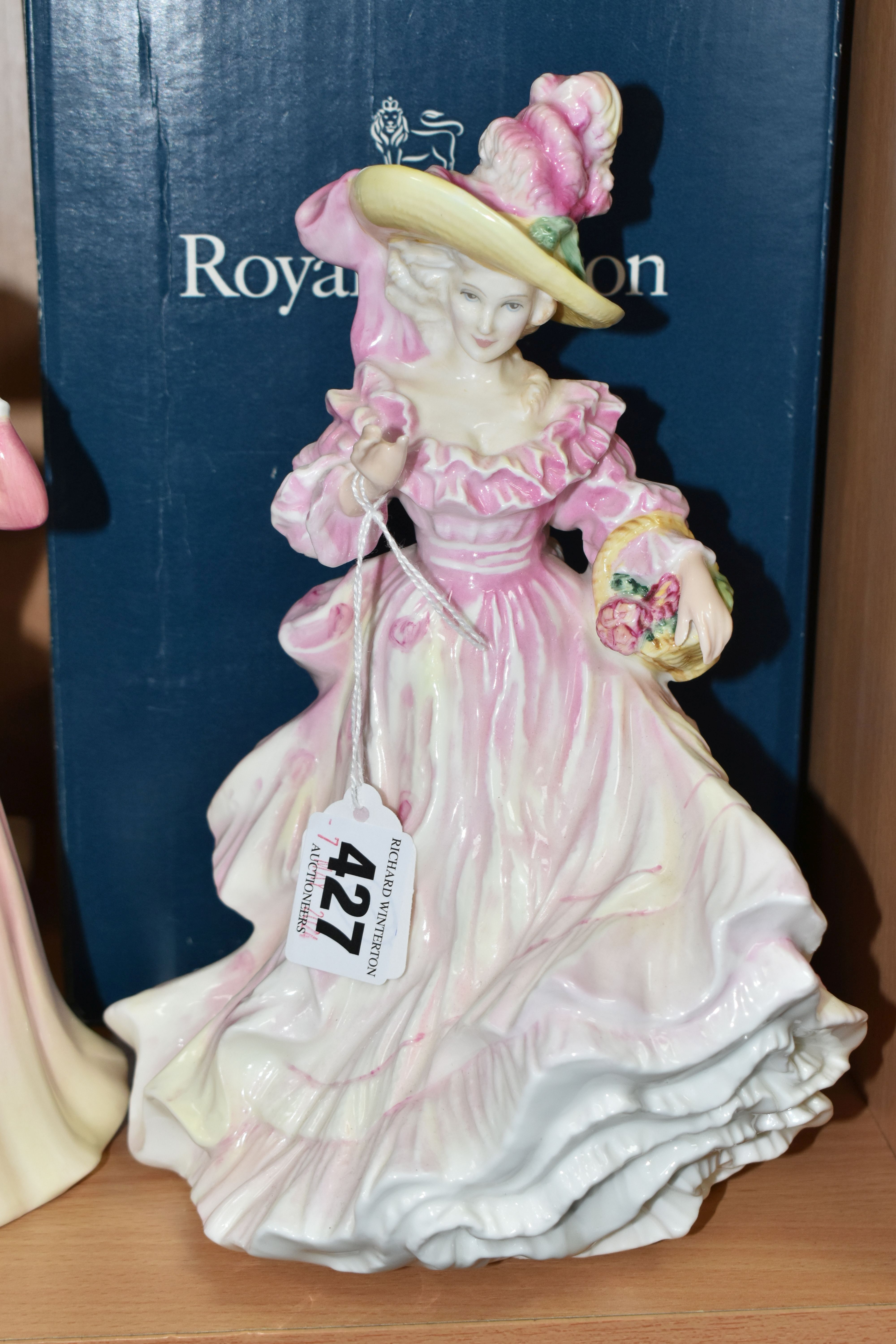 FIVE ROYAL DOULTON FIGURINES, comprising a boxed 'Flowers Of Love' Camellias HN3701 and Rose HN3709, - Image 4 of 7