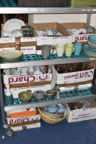 SEVEN BOXES OF CERAMICS AND KITCHENWARE, to include Berndes oven dishes, Royal Doulton 'Gordon