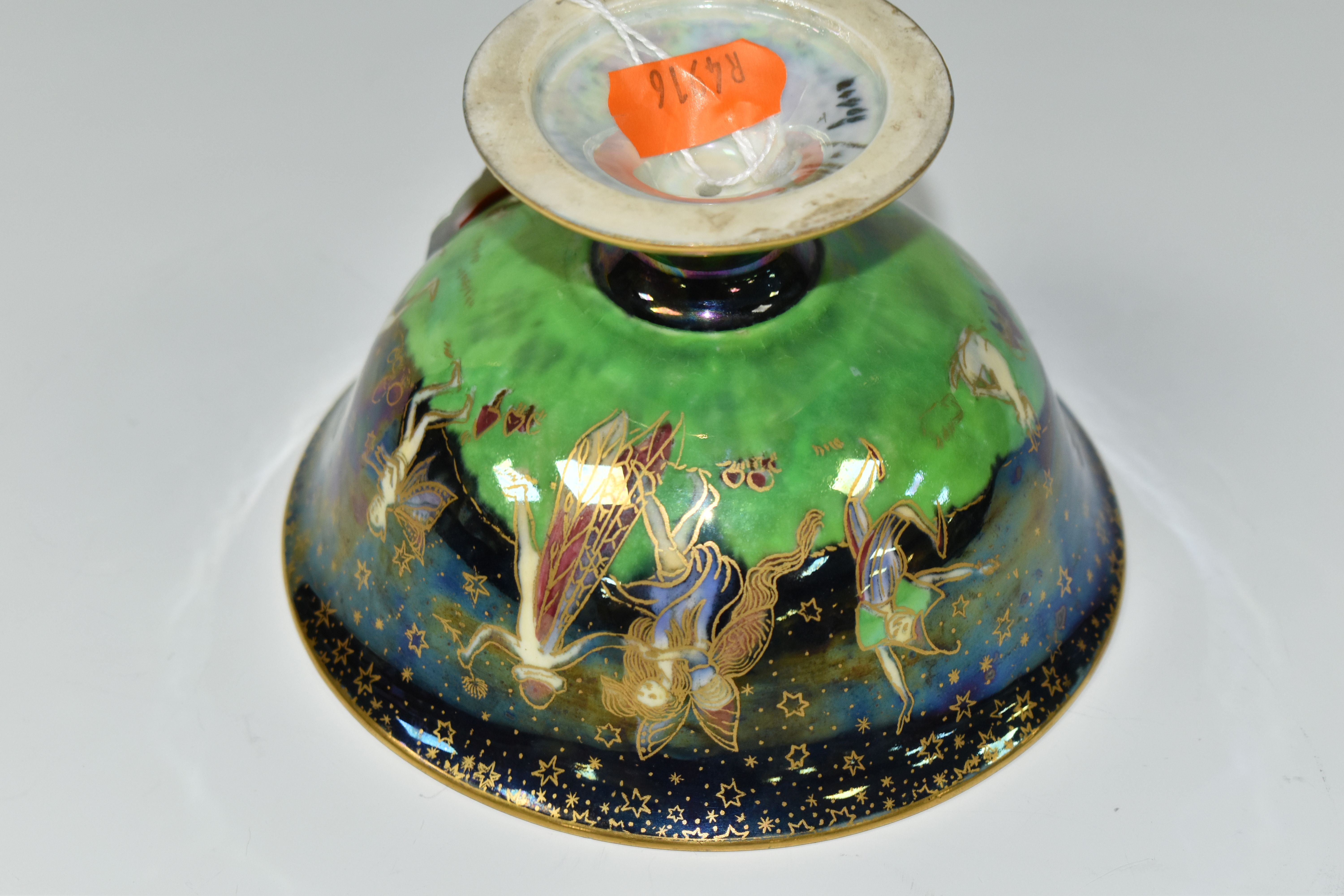 A WEDGWOOD FAIRYLAND LUSTRE FOOTED BOWL, decorated with a mother of pearl lustre with fairies in - Image 8 of 9