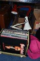 A BOX OF TWENTY NINE LPs AND ANGLEPOISE LAMP, including Black Sabbath 'The Collection,' Jimi Hendrix