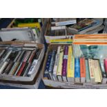 FOUR BOXES OF BOOKS, CDS, and LPs, the sixty five books to include a variety of cookbooks, classics,