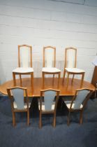 A 20TH CENTURY SKOVBY KIRSEBAER DANISH CHERRYWOOD OVAL EXTENDING DINING TABLE, with a single fold