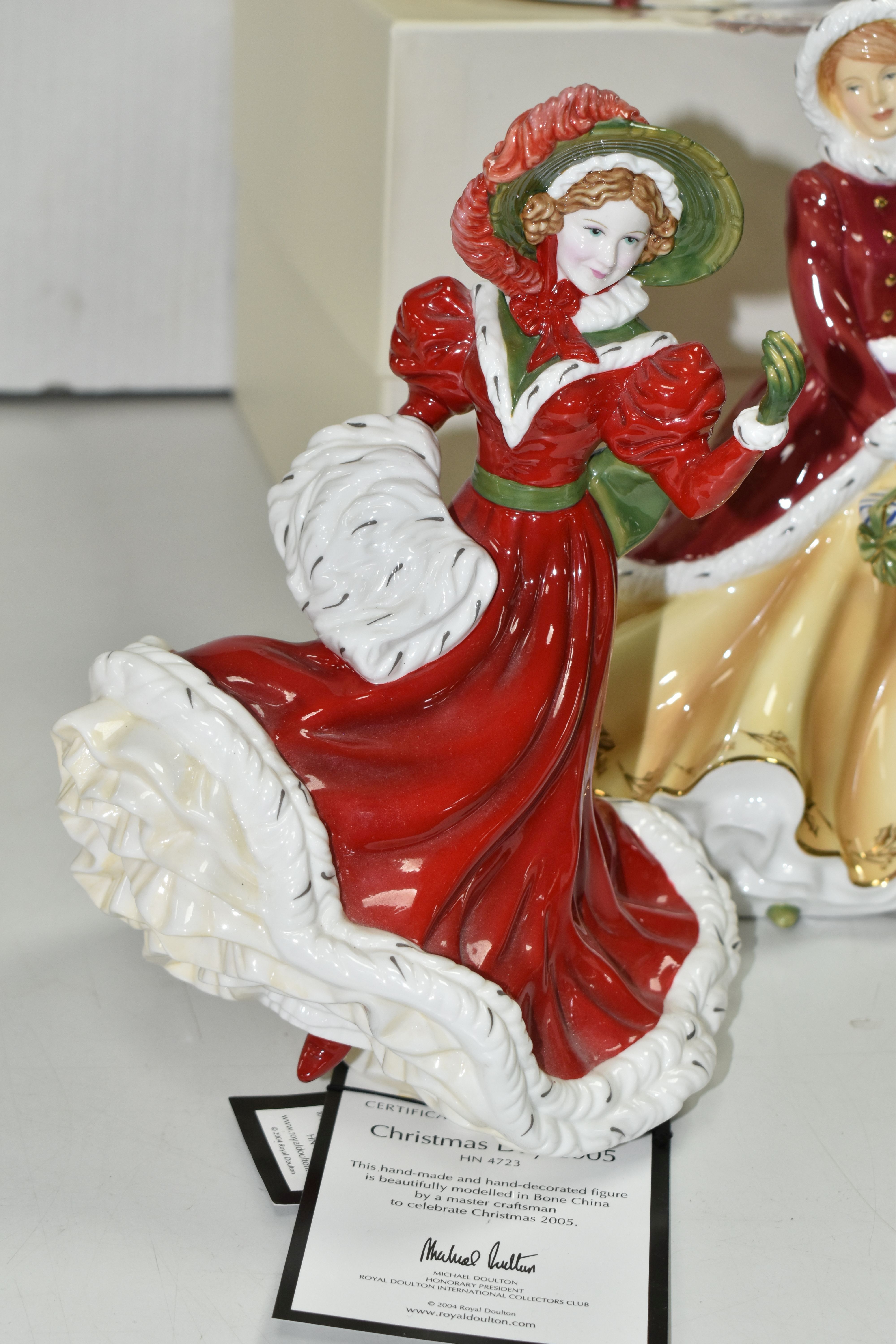 FOUR BOXED ROYAL DOULTON CHRISTMAS DAY FIGURINES, comprising Christmas Day 2000 HN4242, 2005 HN4723, - Image 5 of 6