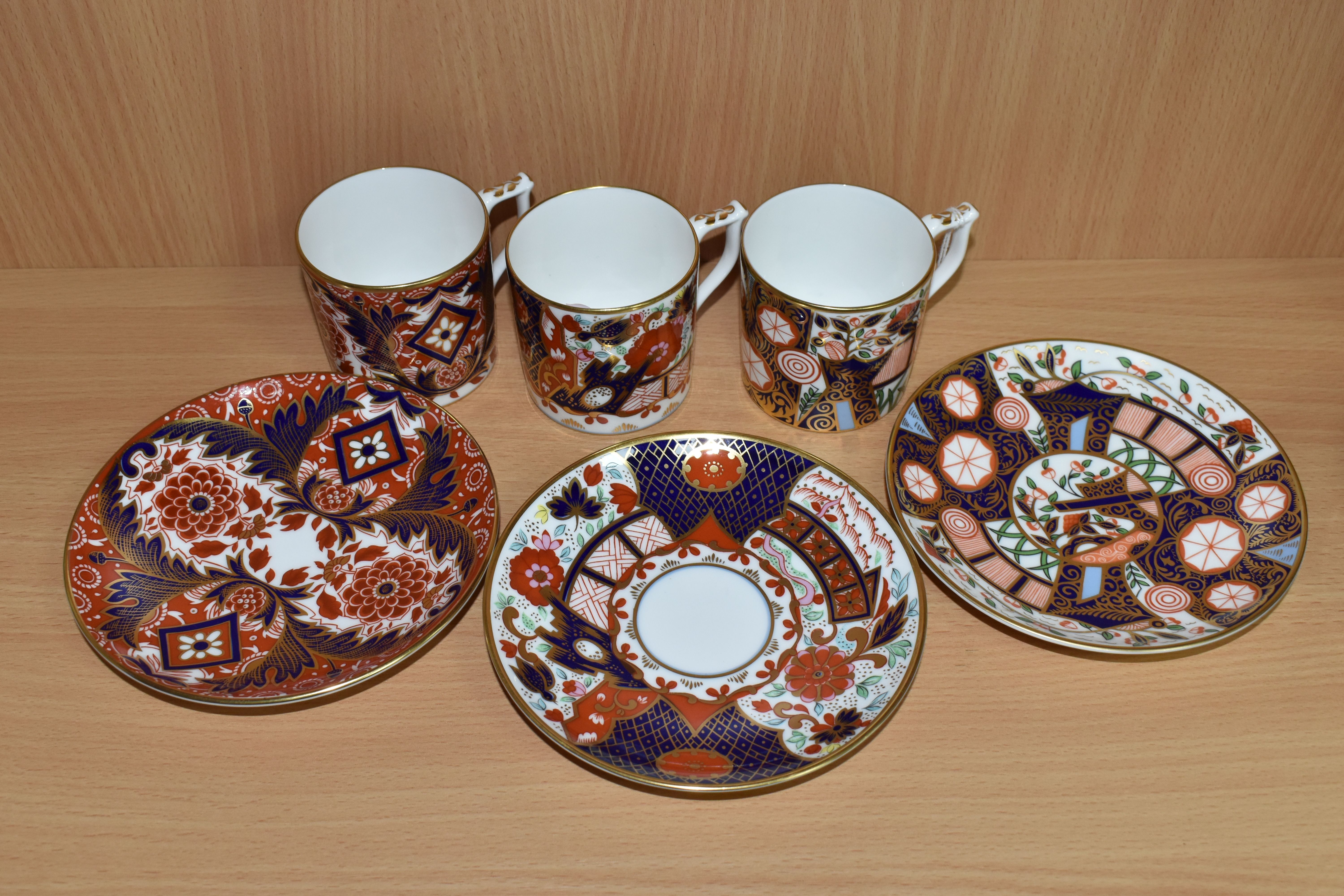 THREE ROYAL CROWN DERBY COFFEE CANS AND SAUCERS, from 'The Curator's Collection' in Rich Japan, - Image 3 of 5