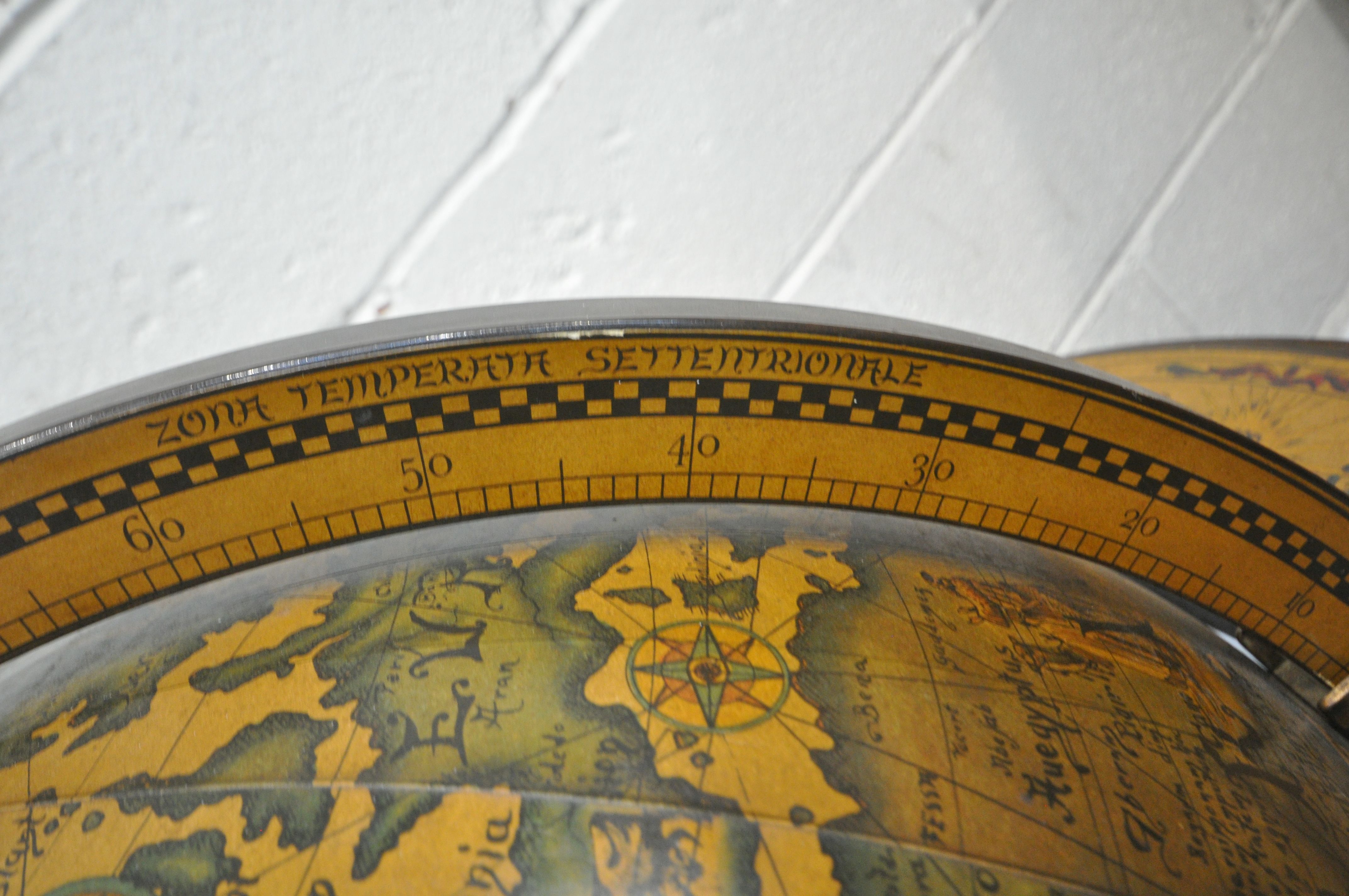 A 20TH CENTURY DRINKS GLOBE, with a hinged lid, enclosing a fitted interior, raised on spiral - Image 3 of 9