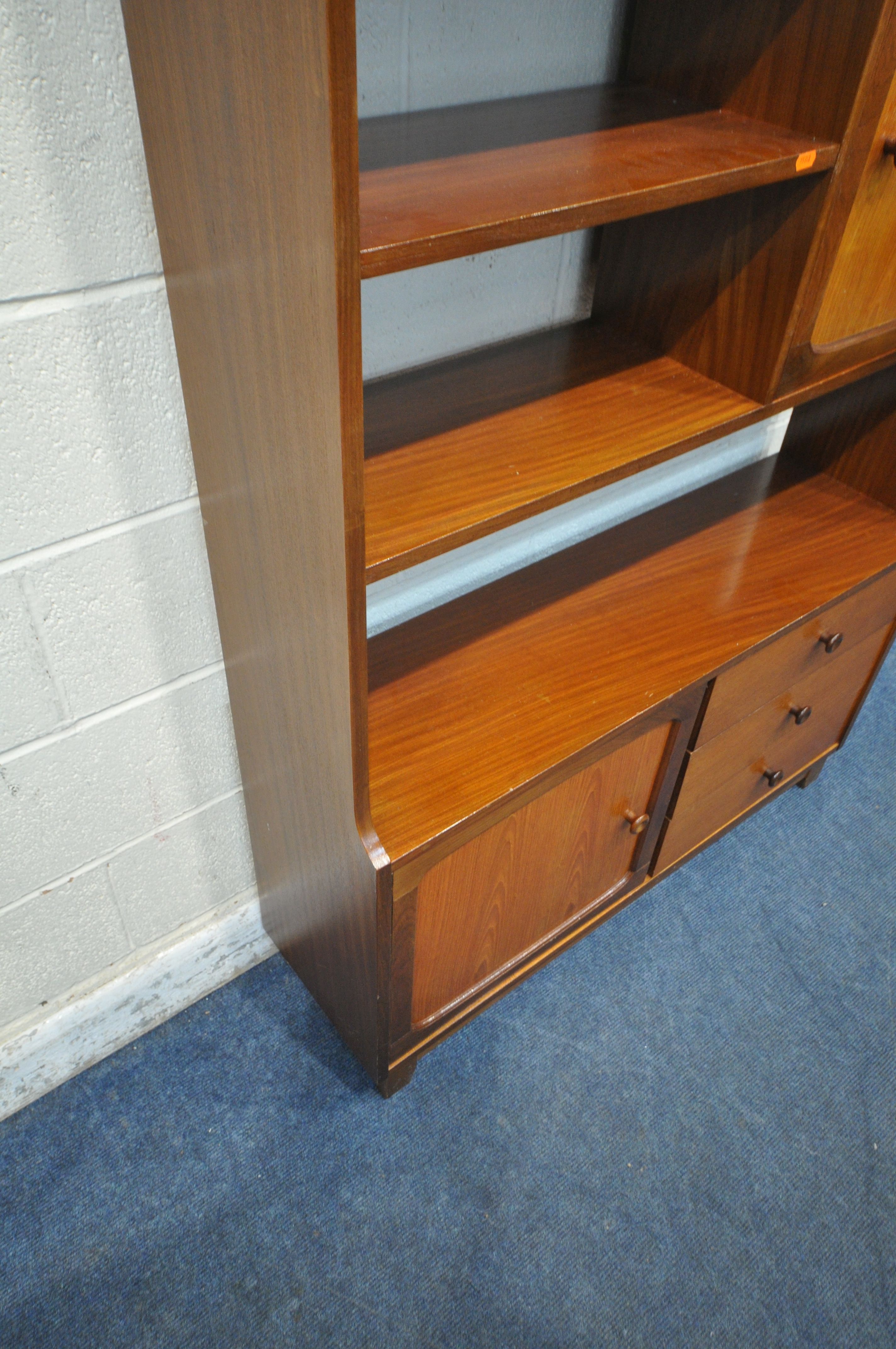 STATEROOM BY STONEHILL, A MID CENTURY TEAK BOOKCASE, with double glazed sliding doors, an - Image 3 of 5
