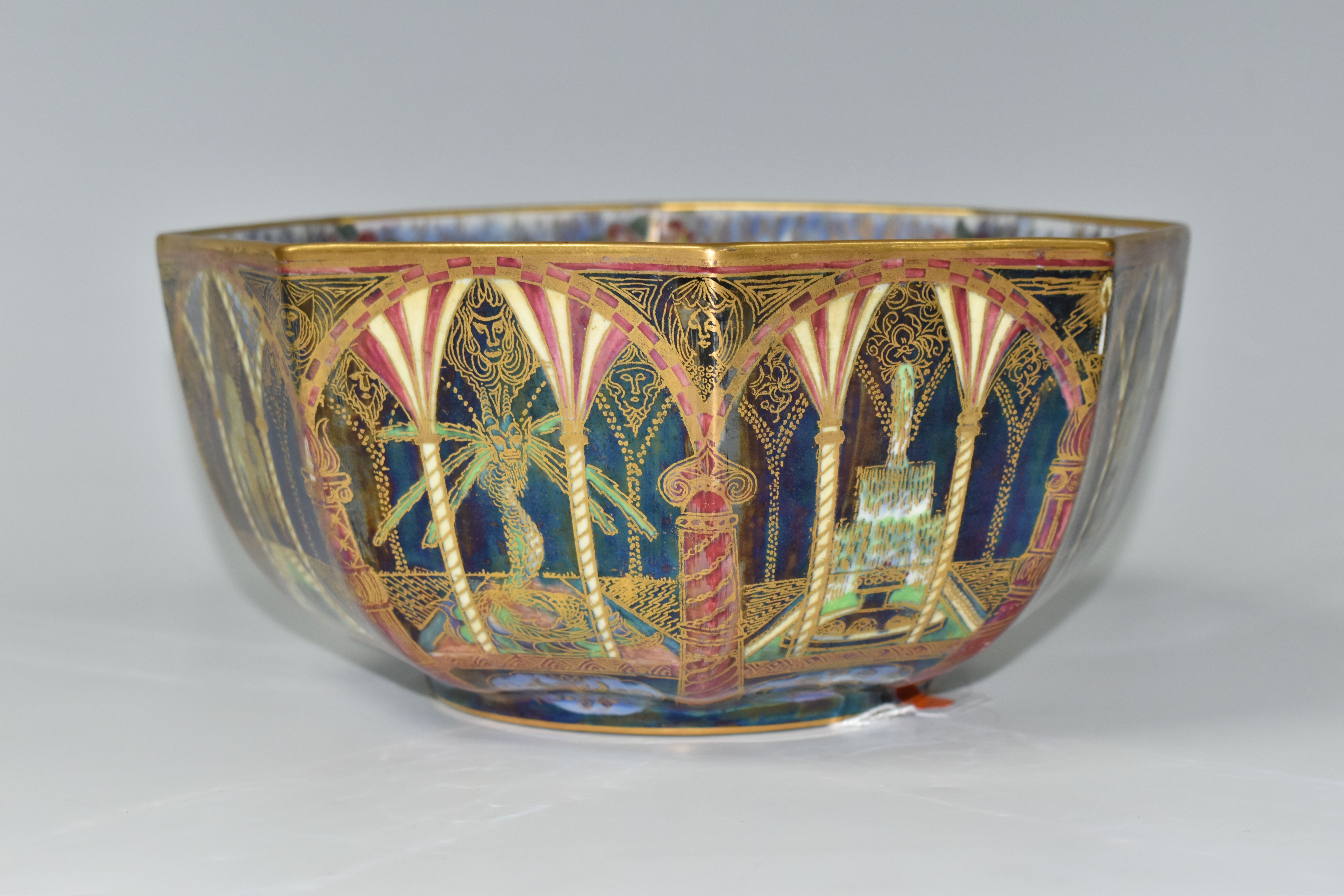 A WEDGWOOD FAIRYLAND LUSTRE OCTAGONAL SHAPED BOWL, an early 20th century Wedgwood Fairyland Lustre - Image 2 of 12