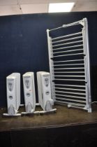 THREE DIMPLEX ECO OIL FILLED RADIATORS and a Lakeland heater clothes airer (all PAT pass and working
