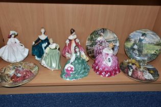 A GROUP OF SIX ROYAL DOULTON LADIES AND FOUR COLLECTOR'S PLATES, comprising Fair Lady HN2193,