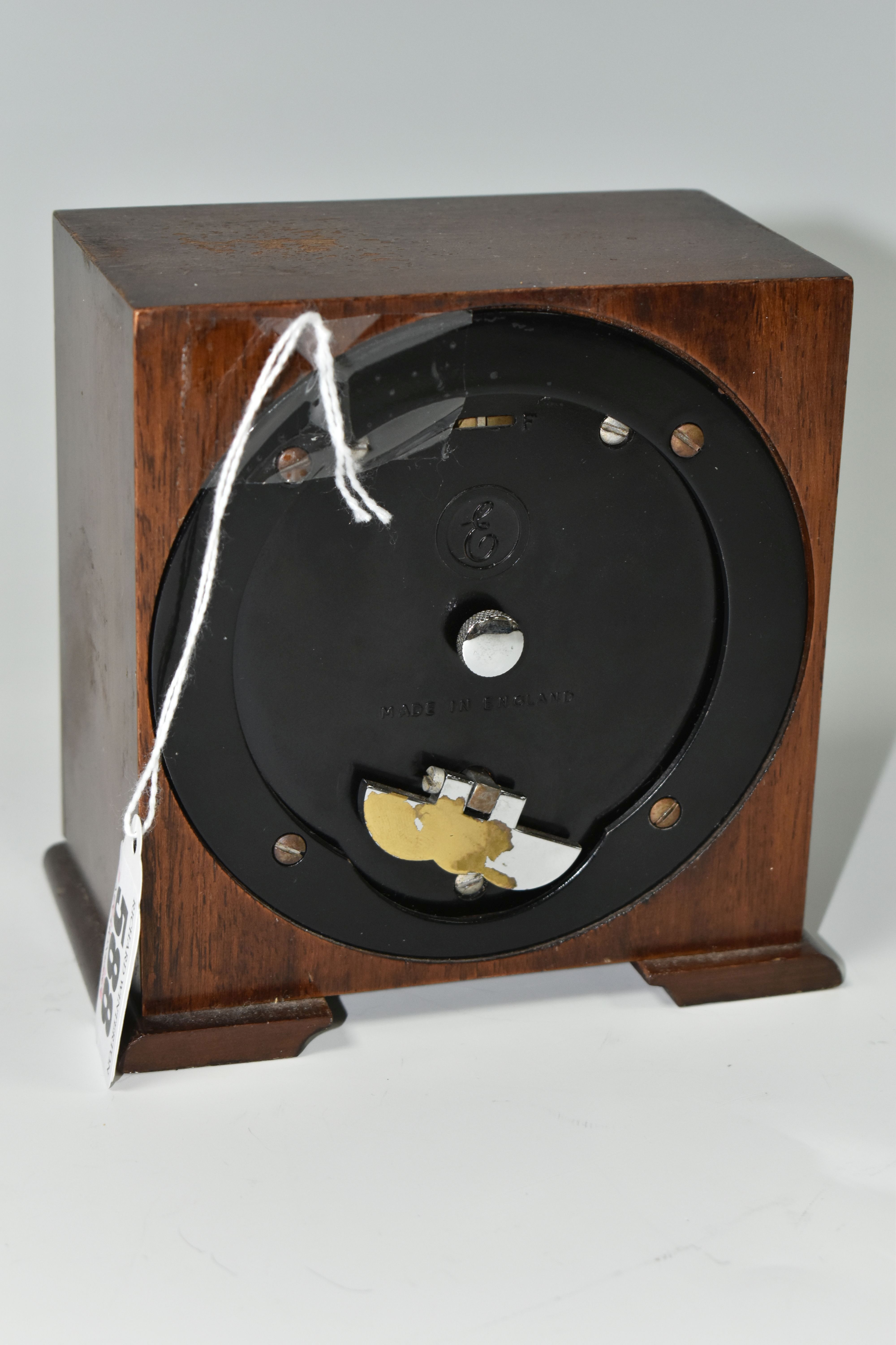 A SMALL ELLIOTT MANTEL CLOCK, the case square in form, raised on two tapering feet, the dial - Image 3 of 6