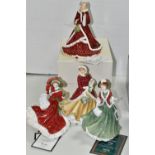 FOUR BOXED ROYAL DOULTON CHRISTMAS DAY FIGURINES, comprising Christmas Day 2000 HN4242, 2005 HN4723,