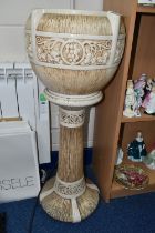 A LARGE BRETBY POTTERY JARDINIERE AND STAND, a Victorian Bretby pottery jardiniere on stand, cream