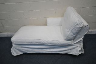 AN IKEA CHAISE LOUNGE, length approximately 160cm x depth 88cm x height 82cm (condition report: in