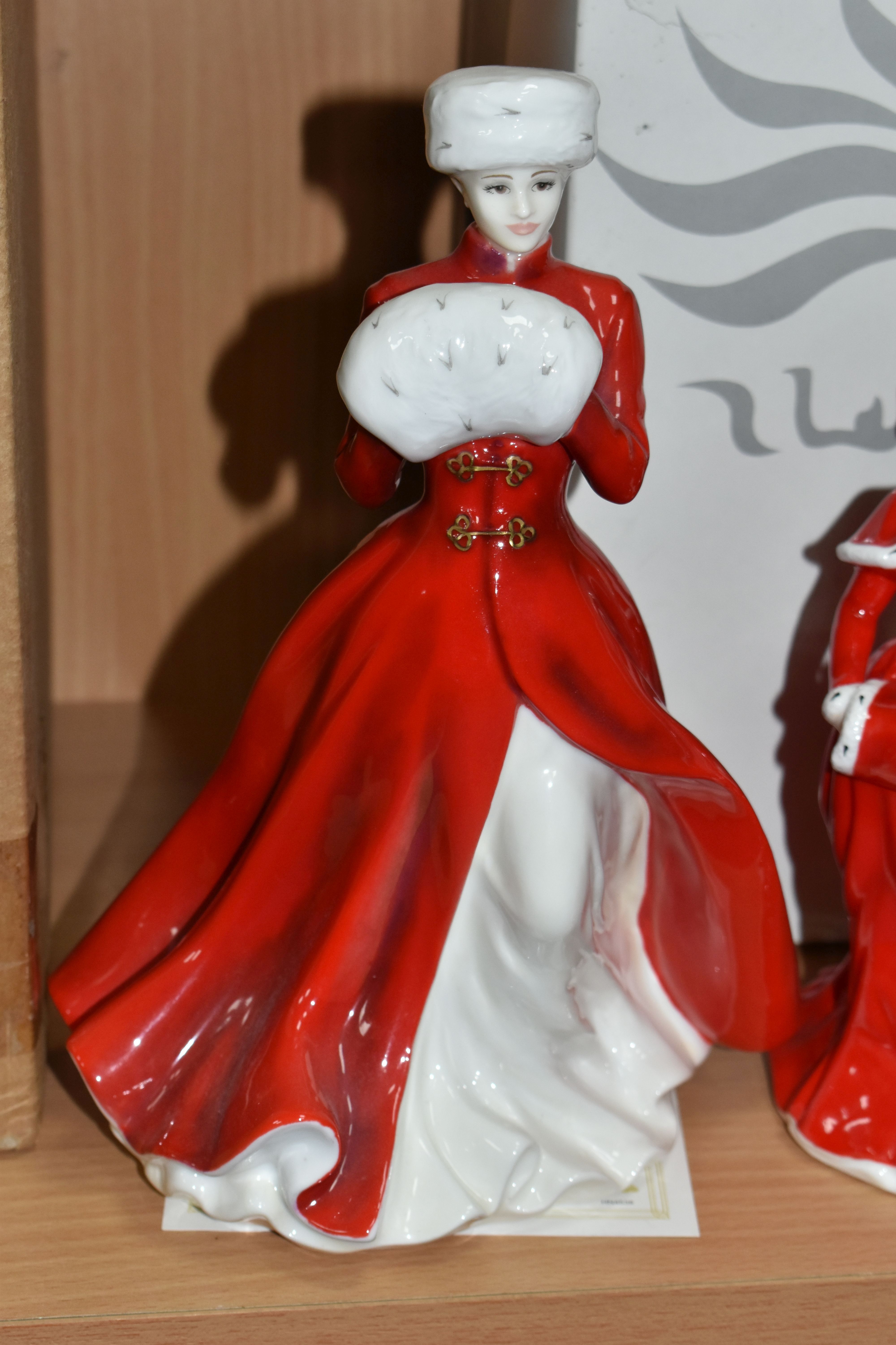 FIVE ROYAL DOULTON FIGURINES, for Compton & Woodhouse, comprising a boxed A Winter's Morn (Red) - Image 7 of 7
