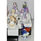 SIX ROYAL DOULTON FIGURINES, comprising five boxed figures: Specially for You HN4232, Bells Across