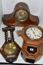 TWO LATE 19TH / EARLY 20TH CENTURY WALL AND MANTEL CLOCKS AND AN EARLY