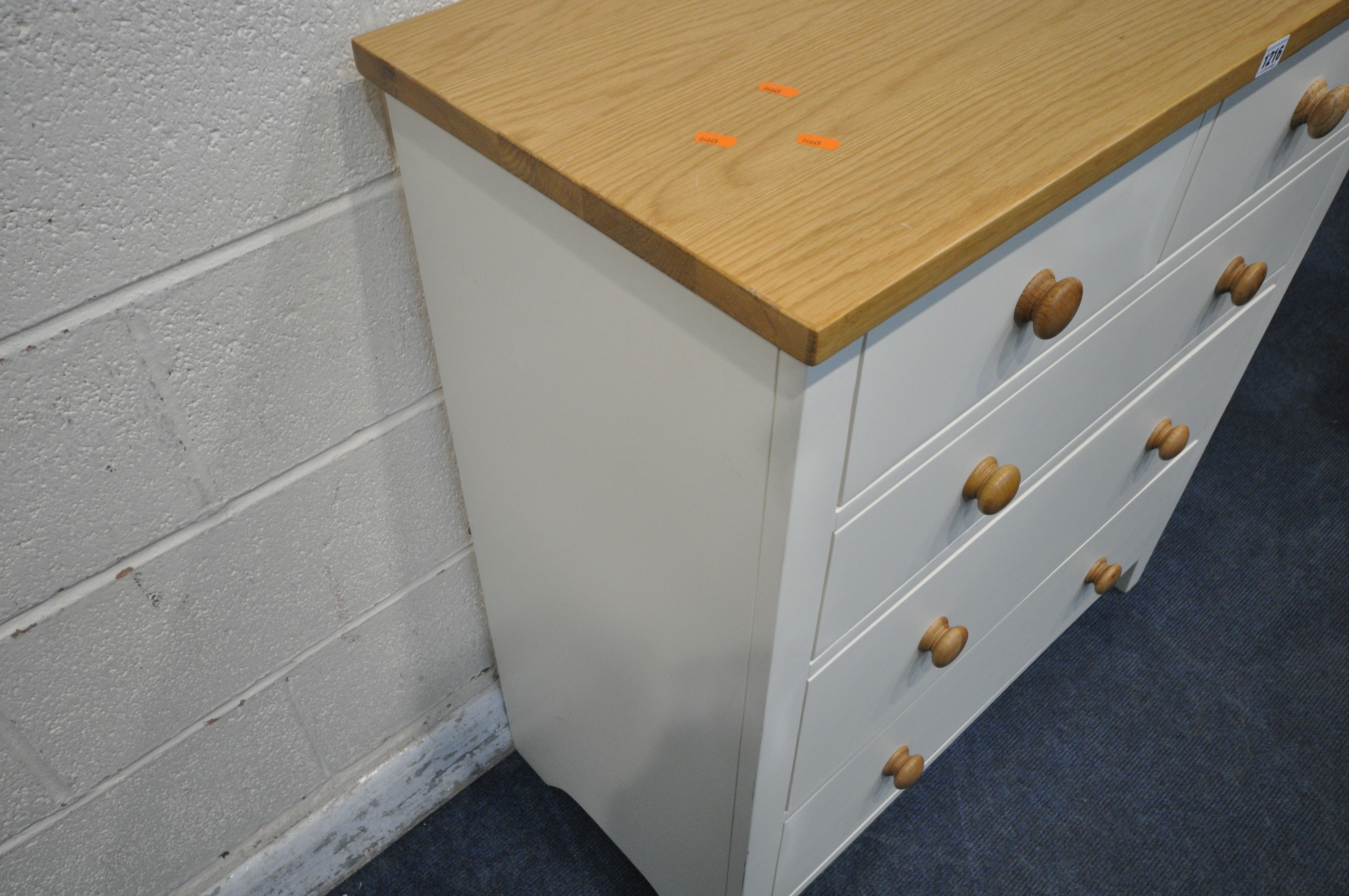 A PARTIALLY CREAM CHEST OF TWO SHORT OVER THREE LONG DRAWERS, width 90cm x depth 44cm x height - Image 3 of 4